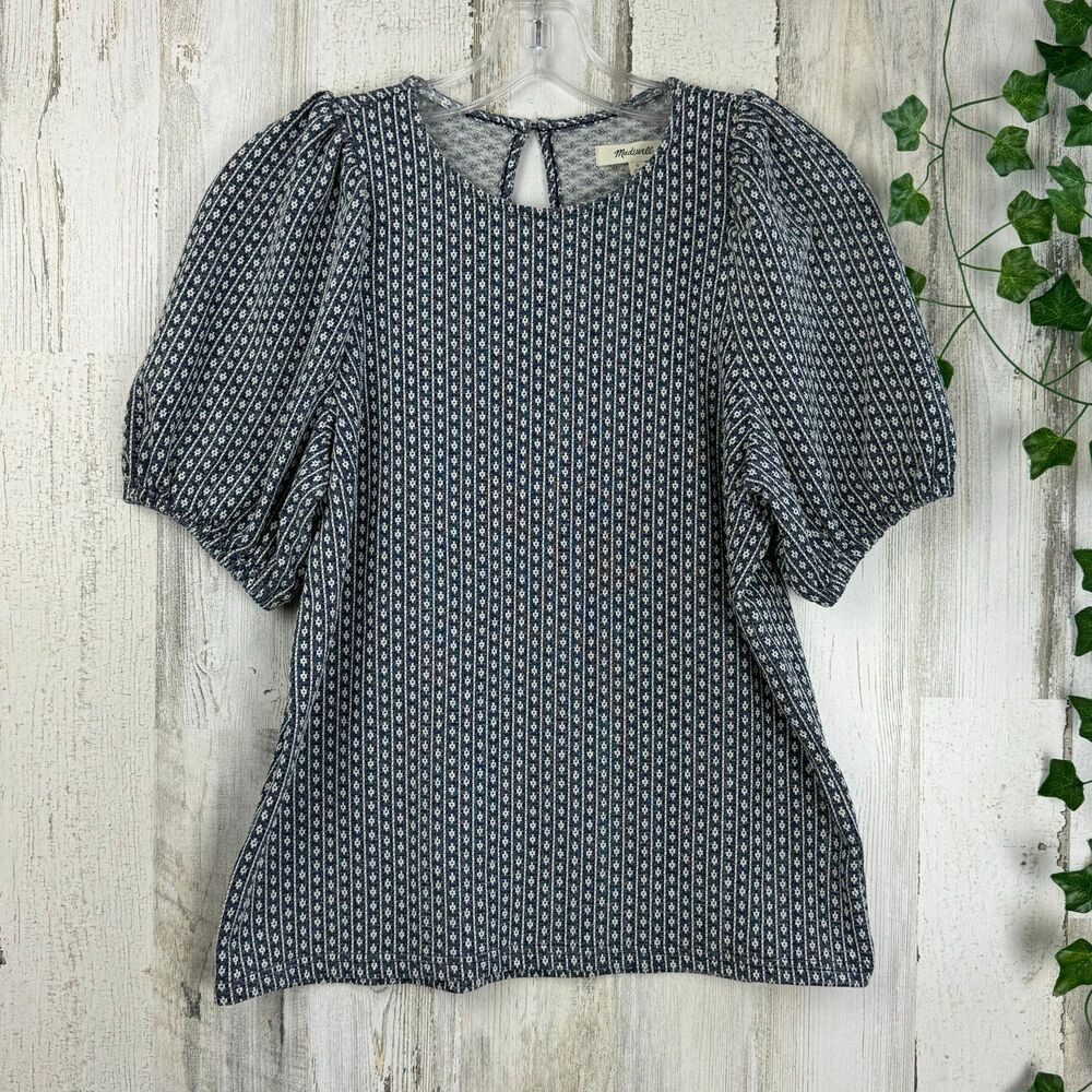 Madewell Floral Jacquard Puff-Sleeve Plus Size small